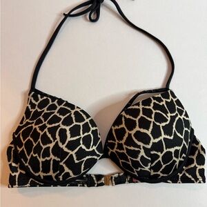 Victoria's Secret Black and Cream Padded Bikini Top